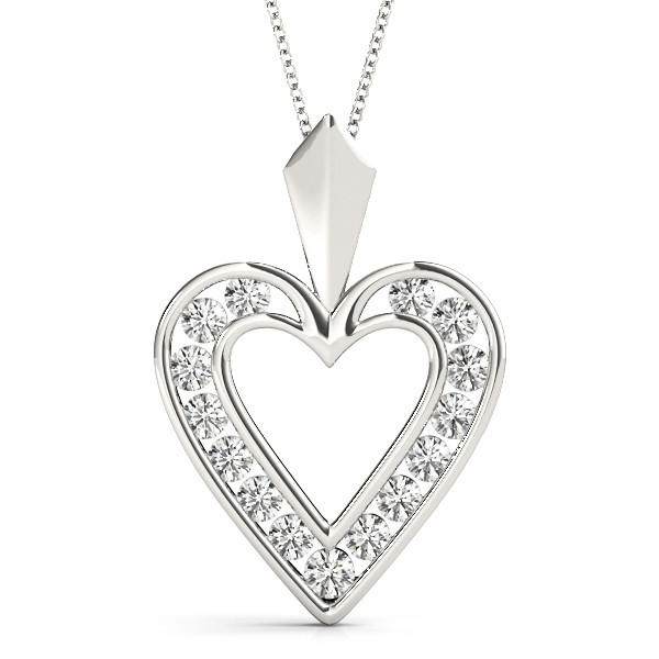 0.25 Ct Lab-Created Diamond Round Cut Lily Heart Necklaces in Silver 925