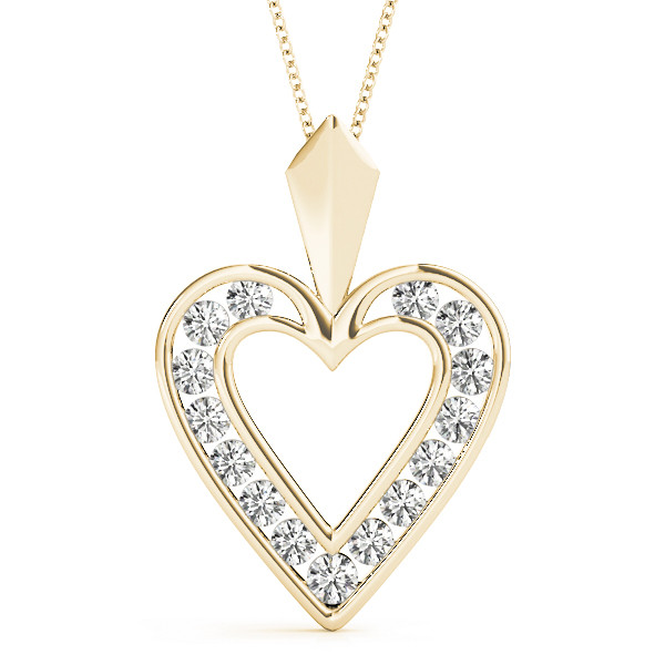 0.25 Ct Lab-Created Diamond Round Cut Lily Heart Necklaces in Silver 925