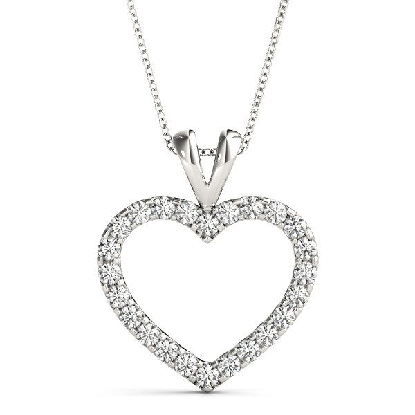 0.25 Ct Lab-Created Diamond Round Cut Salina  Heart Necklaces in Silver 925