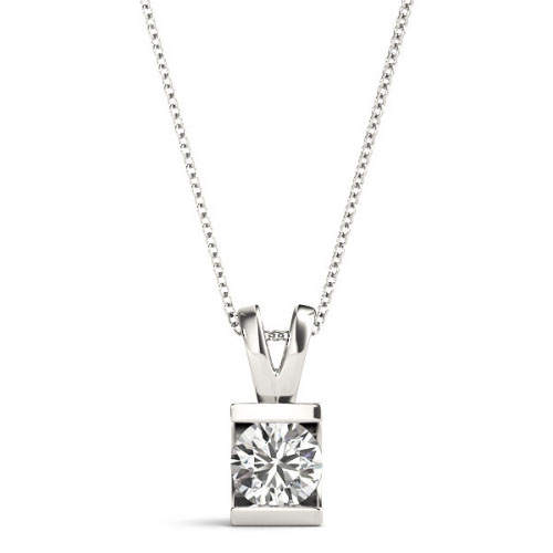 0.1 Ct Natural Diamond Round Cut Tyna Solitaire Pendant Necklaces in Silver 925