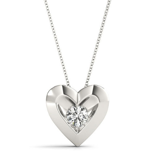 0.1 Ct Natural Diamond Round Cut Richolda  Solitaire Pendant Necklaces in Silver 925