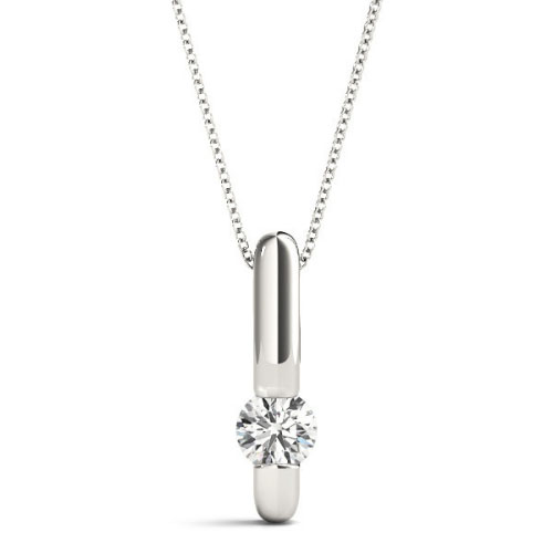 0.1 Ct Natural Diamond Round Cut Ricula  Solitaire Pendant Necklaces in Silver 925