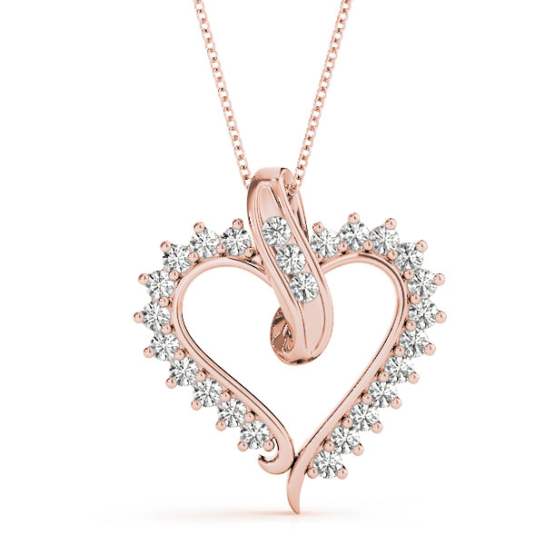 0.2 Ct Lab-Created Diamond Round Cut Renata Heart Necklaces in Silver 925