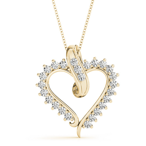 0.2 Ct Lab-Created Diamond Round Cut Renata Heart Necklaces in Silver 925