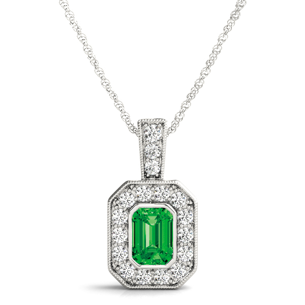 Veru 0.65 Carat Emerald Bezel Set  Necklace