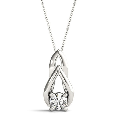 0.1 Ct Lab-Created Diamond Round Cut Rille Solitaire Pendant Necklaces in Silver 925