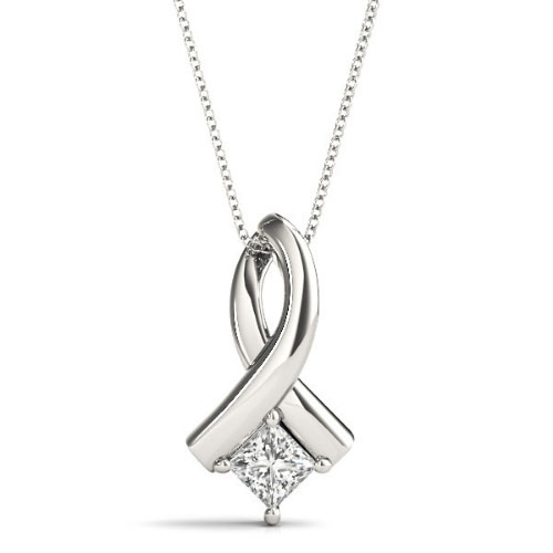 0.1 Ct Natural Diamond Princess Cut Rinselet  Necklaces in Silver 925