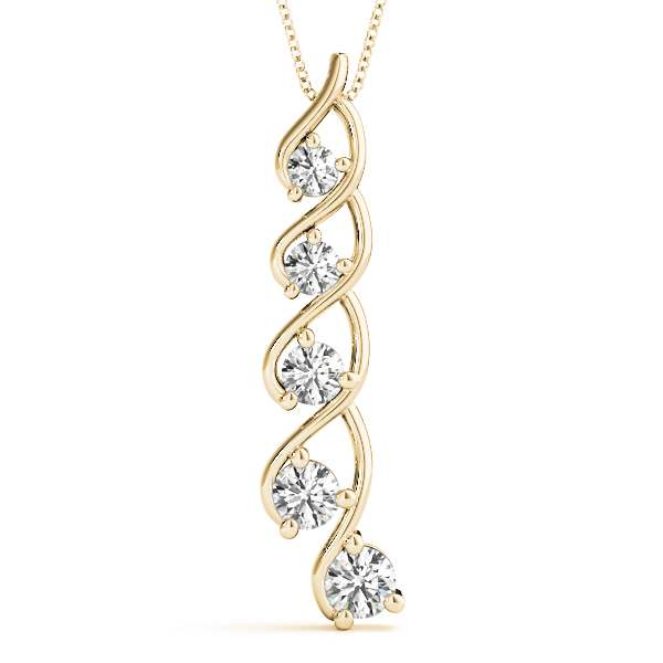 0.13 Ct Natural Diamond Round Cut Dempsey  Journey Pendants Necklaces in Silver 925