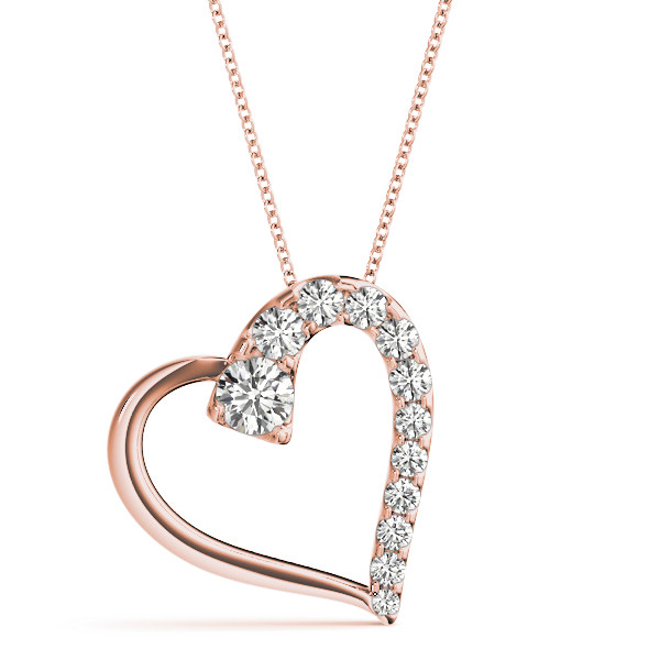 0.25 Ct Lab-Created Diamond Round Cut Saina  Heart Necklaces in Silver 925