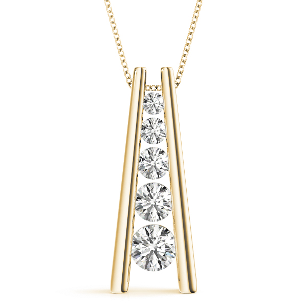 0.12 Ct Lab-Created Diamond Round Cut Samuel  Journey Pendants Necklaces in Silver 925