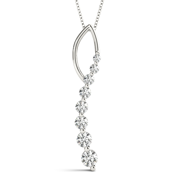 0.27 Ct Natural Diamond Round Cut Brooks Journey Pendants Necklaces in Silver 925