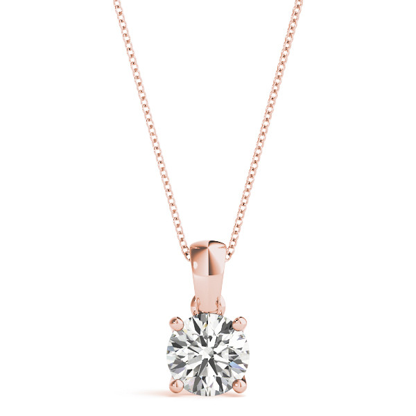 0.1 Ct Lab-Created Diamond Round Cut Roase  Solitaire Pendant Necklaces in Silver 925