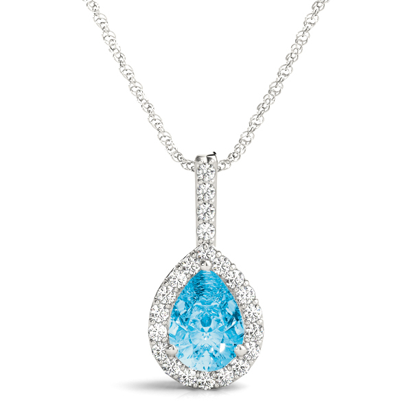 Tereza Aquamarine 3 Prong  Necklace