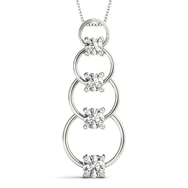 0.25 Ct Natural Diamond Round Cut Ellis  Journey Pendants Necklaces in Silver 925