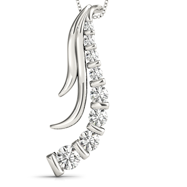 0.24 Ct Natural Diamond Round Cut Wynston Journey Pendants Necklaces in Silver 925