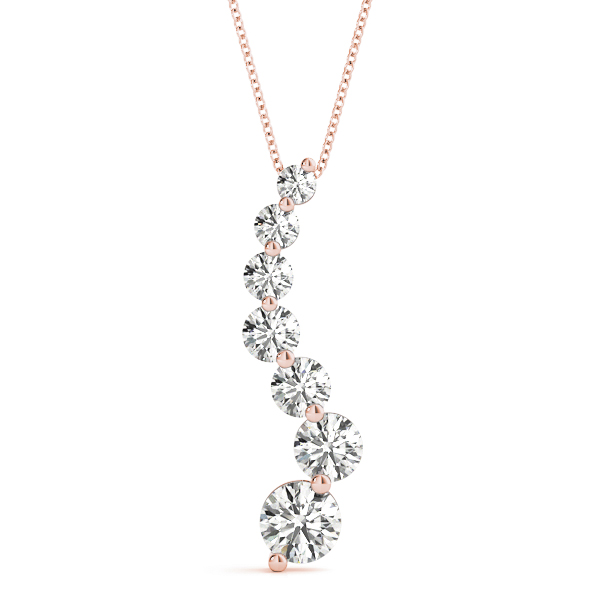1.02 Ct Natural Diamond Round Cut Roman Journey Pendants Necklaces in Silver 925