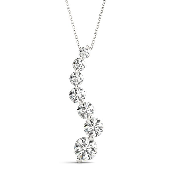 1.02 Ct Natural Diamond Round Cut Roman Journey Pendants Necklaces in Silver 925