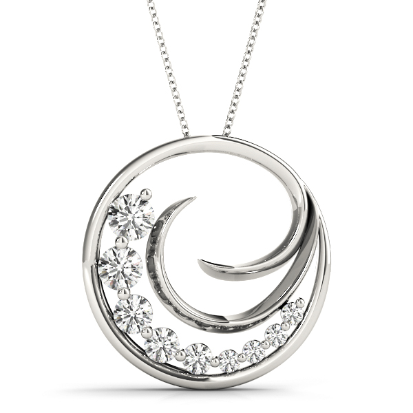 0.26 Ct Natural Diamond Round Cut Harvey Journey Pendants Necklaces in Silver 925