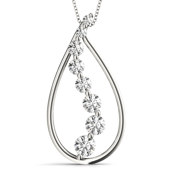 0.5 Ct Natural Diamond Round Cut Sebastian Journey Pendants Necklaces in Silver 925