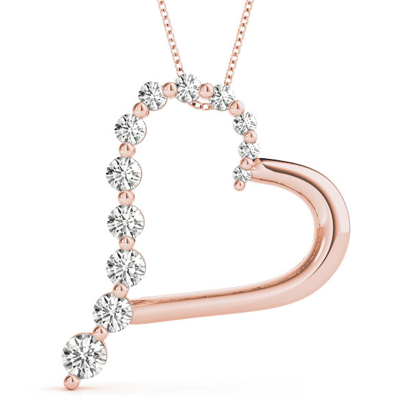 0.25 Ct Lab-Created Diamond Round Cut Tania Heart Necklaces in Silver 925