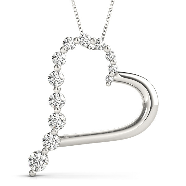 0.25 Ct Lab-Created Diamond Round Cut Tania Heart Necklaces in Silver 925