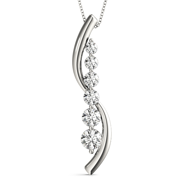 0.5 Ct Natural Diamond Round Cut Jesse  Journey Pendants Necklaces in Silver 925