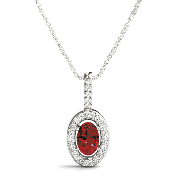 Heliotrope Natural Ruby 4 Prong  Necklace