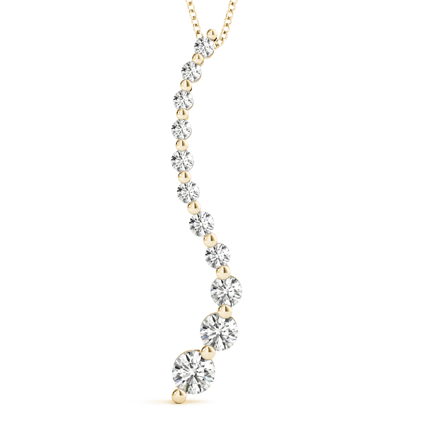 Lewis Lab Grown Diamond Yellow Gold Prong Set Journey Pendant Necklace
