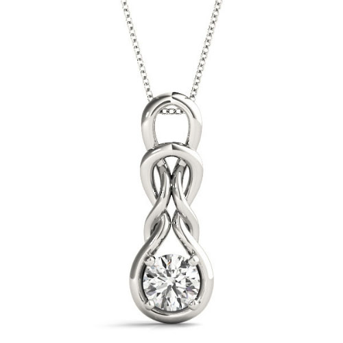 0.1 Ct Natural Diamond Round Cut Robinia  Solitaire Pendant Necklaces in Silver 925
