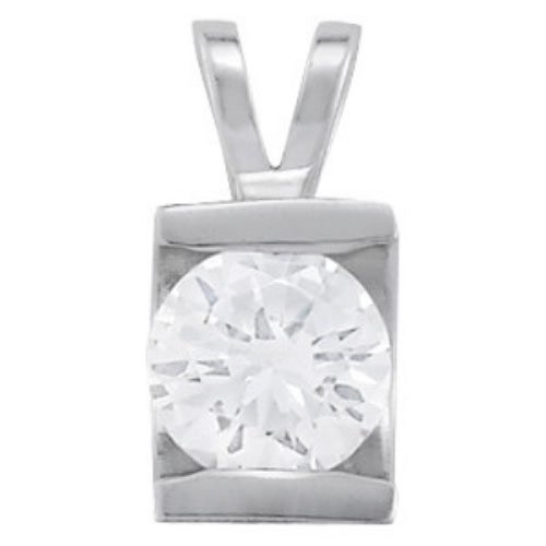0.1 Ct Natural Diamond Round Cut Tonisha  Solitaire Pendant Necklaces in Silver 925
