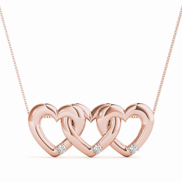 0.1 Ct Lab-Created Diamond Round Cut Raelyn  Heart Necklaces in Silver 925