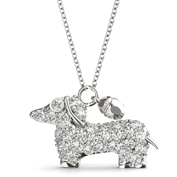0.45 Ct Lab-Created Diamond Round Cut Finn Designer Pendants Necklaces in Silver 925