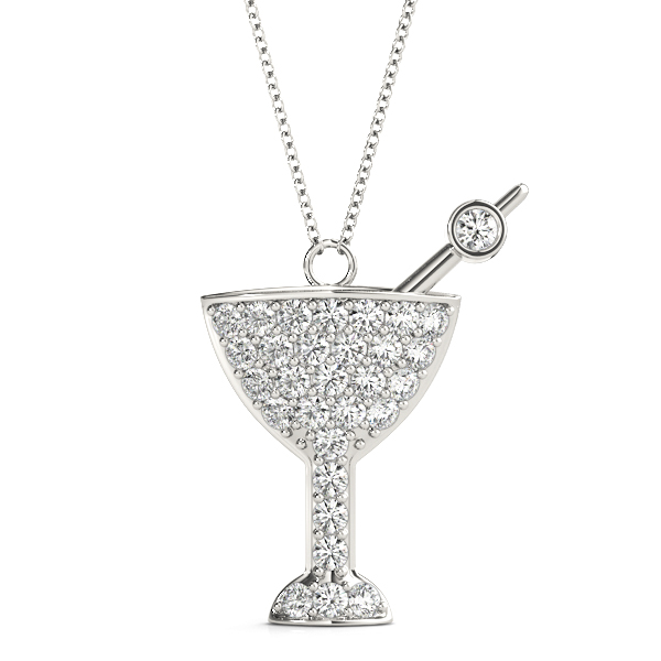 0.46 Ct Lab-Created Diamond Round Cut Riley Designer Pendants Necklaces in Silver 925