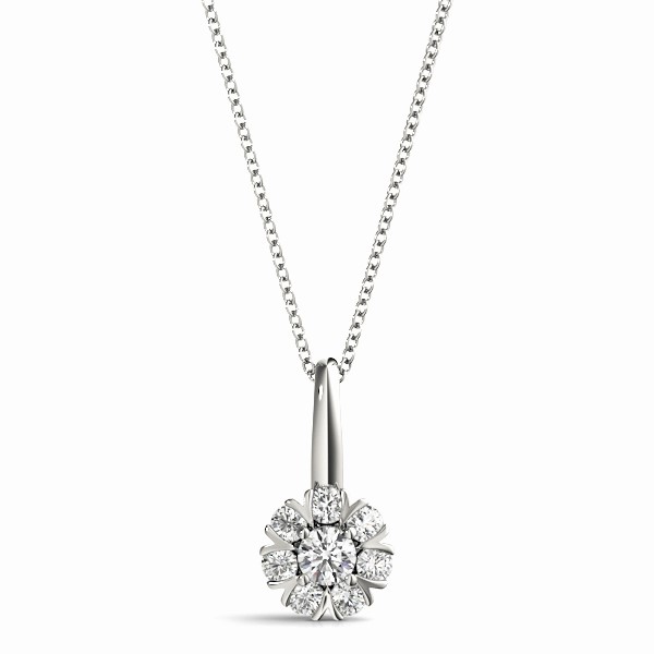 0.15 Ct Natural Diamond Round Cut Tarin  Cluster Pendants Necklaces in Silver 925