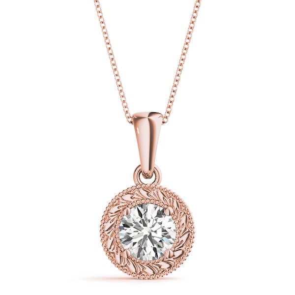 0.1 Ct Natural Diamond Round Cut Robyna  Solitaire Pendant Necklaces in Silver 925