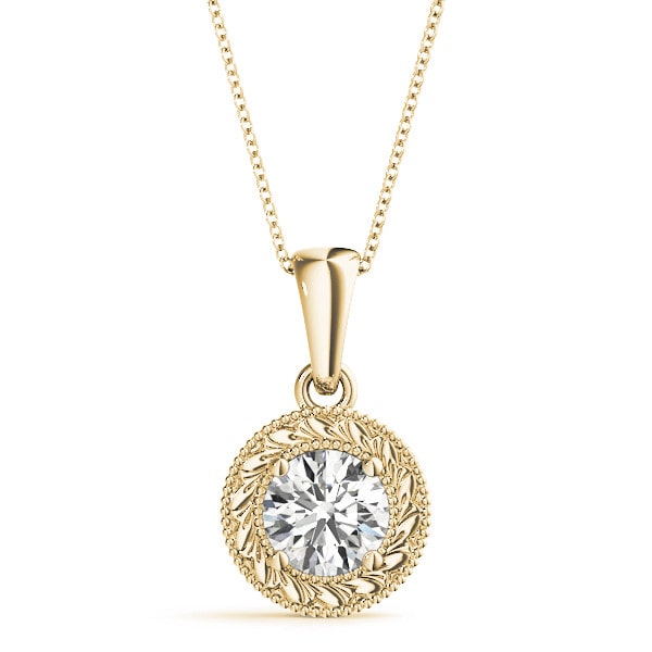 0.1 Ct Natural Diamond Round Cut Robyna  Solitaire Pendant Necklaces in Silver 925