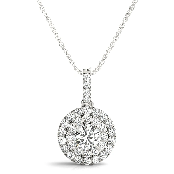 Tawney 0.50 ct Natural Diamond Emerald cut 4 Prong Halo Necklace in Silver 925