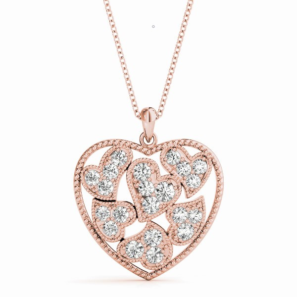 0.24 Ct Lab-Created Diamond Round Cut Lizzy  Heart Necklaces in Silver 925