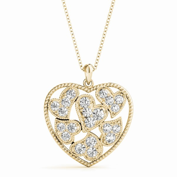 0.24 Ct Lab-Created Diamond Round Cut Lizzy  Heart Necklaces in Silver 925