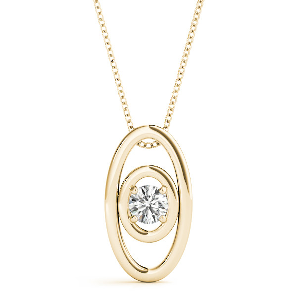 Taadeel Natural Diamond Yellow Gold Solitaire Pendant Necklace