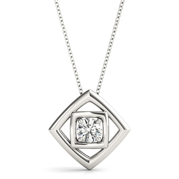 0.2 Ct Lab-Created Diamond Round Cut Roena  Solitaire Pendant Necklaces in Silver 925