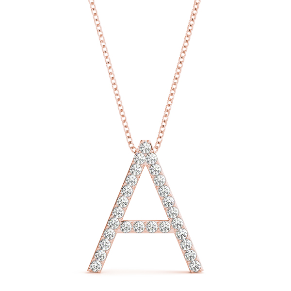 Asher Lab Grown Rose Gold Prong Set Diamond Initial Necklace