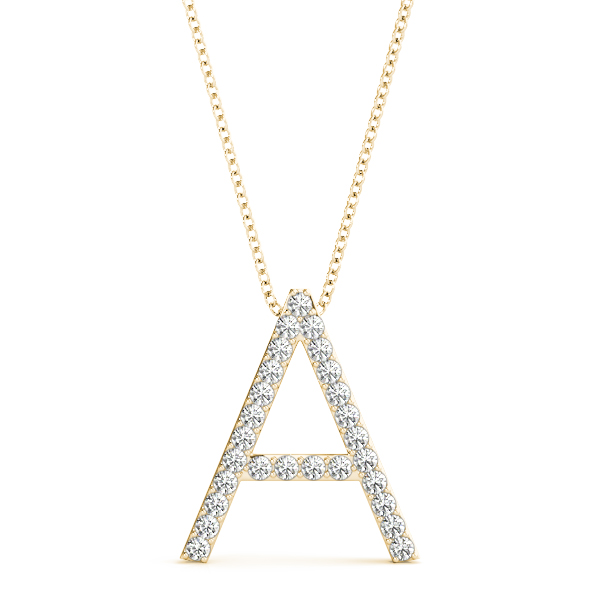Asher Lab Grown Yellow Gold Prong Set Diamond Initial Necklace