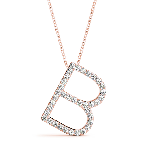 Bryson Lab Grown Rose Gold Prong Set Diamond Initial Necklace
