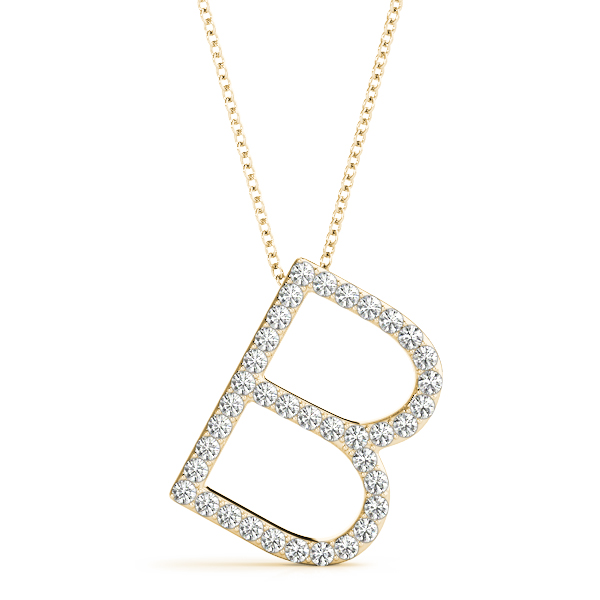 Bryson Lab Grown Yellow Gold Prong Set Diamond Initial Necklace