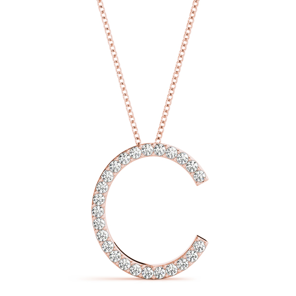 Cairo Lab Grown Rose Gold Prong Set Diamond Initial Necklace