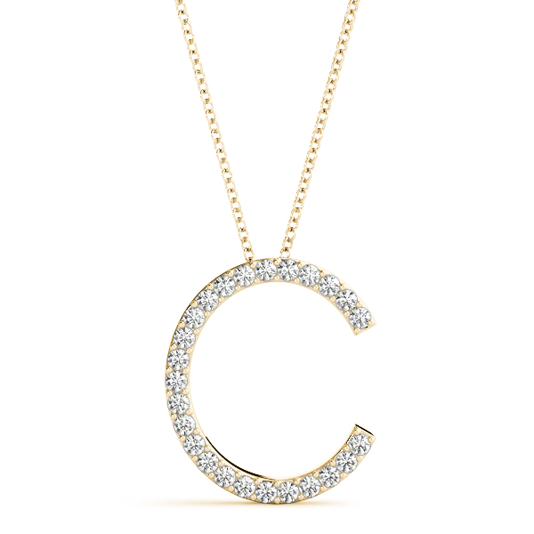 Cairo Lab Grown Yellow Gold Prong Set Diamond Initial Necklace