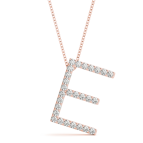 Elvin Lab Grown Rose Gold Prong Set Diamond Initial Necklace