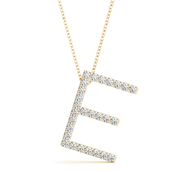 Elvin Lab Grown Yellow Gold Prong Set Diamond Initial Necklace