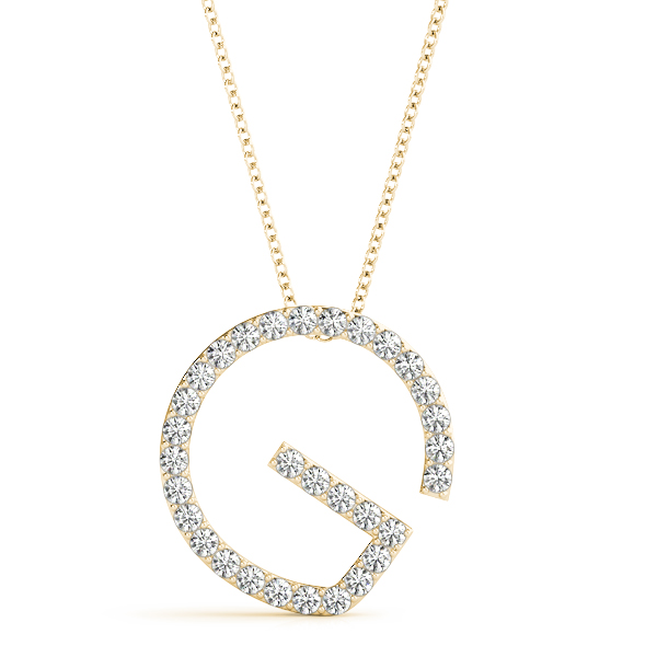 Griffin Lab Grown Yellow Gold Prong Set Diamond Initial Necklace